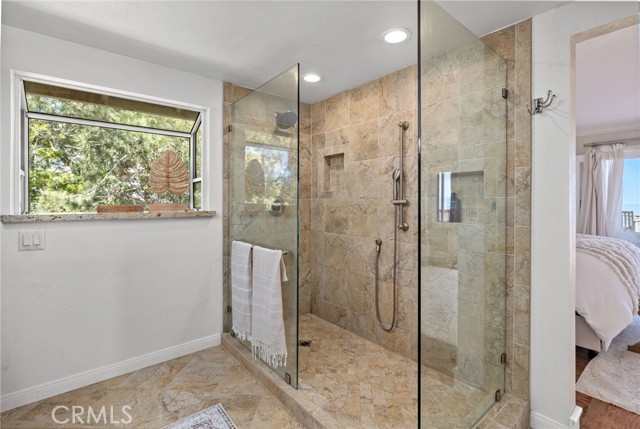 The master suite's spa-like bath with an oversized shower.