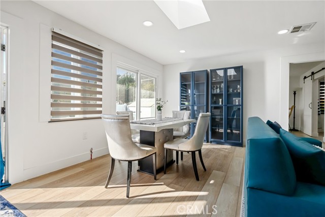 While you dine, skylight and windows add tons of light