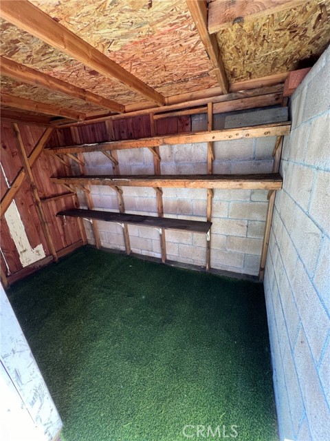 Interior of storage shed