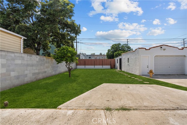 The backyard. The grass has been modified for marketing purposes.