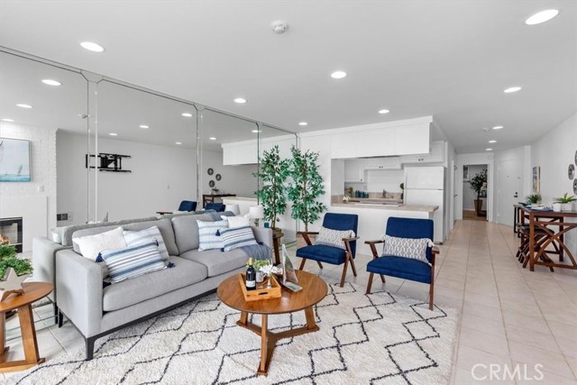 Spacious living room with cozy fireplace!