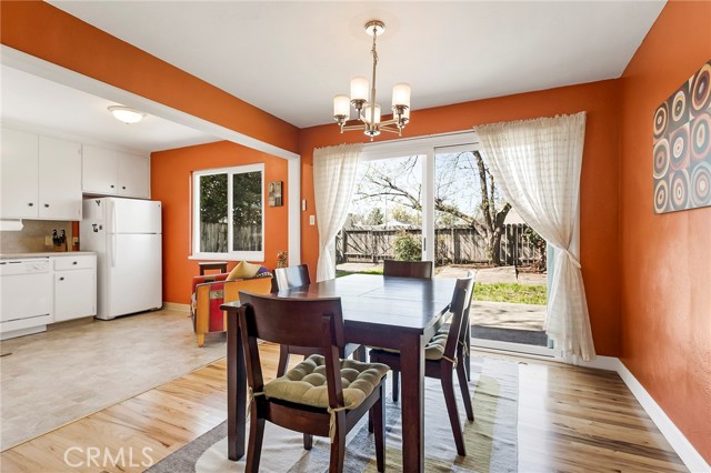 Dining room is open to kitchen and backyard