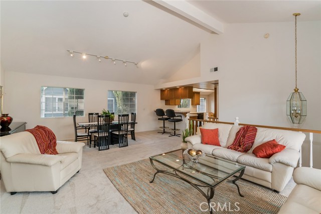 Living room and dining area off kitchen