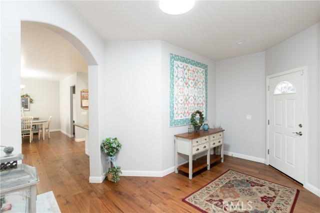 Front door with immediate access to the kitchen and family room.