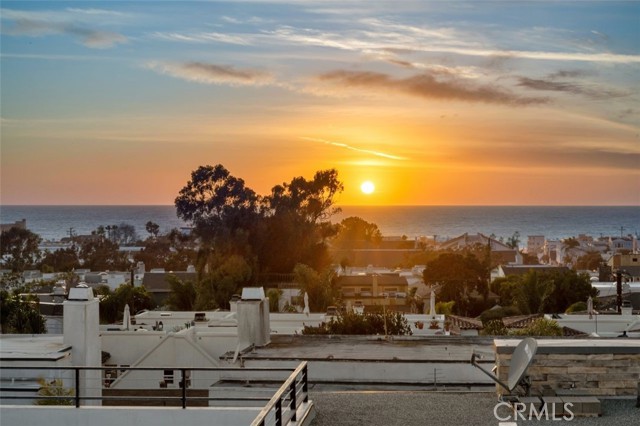 Rooftop deck view during sunset