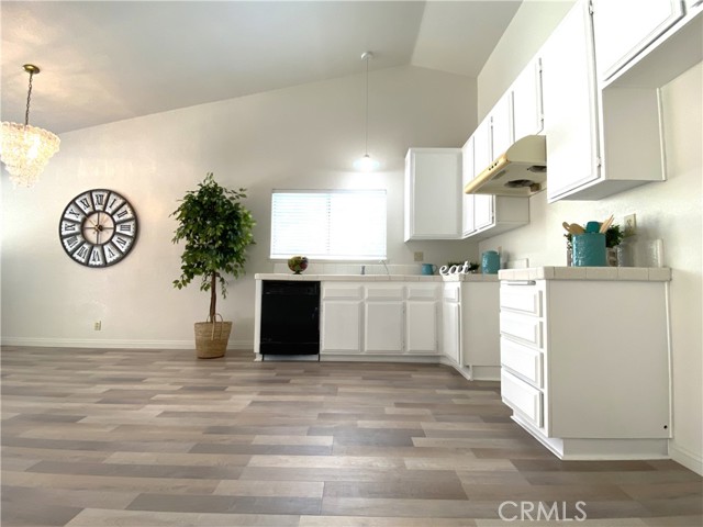 Large Kitchen area with high vaulted ceiling