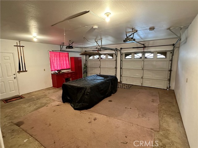 Garage looking out from house