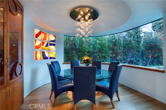Soothing ambiance in this zen-like dining room.