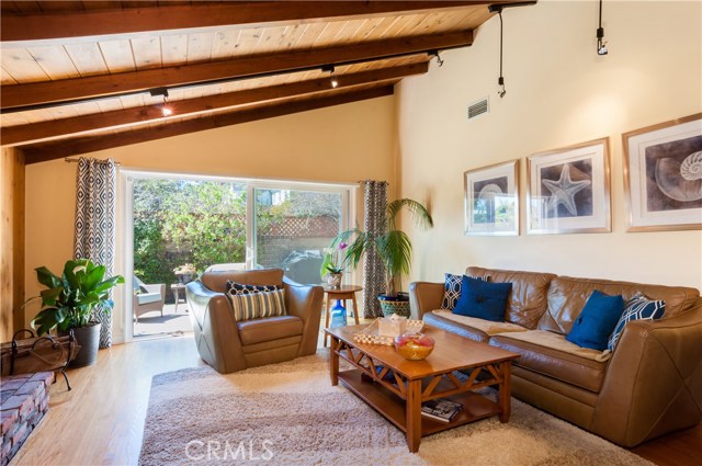 Living room with door to yard