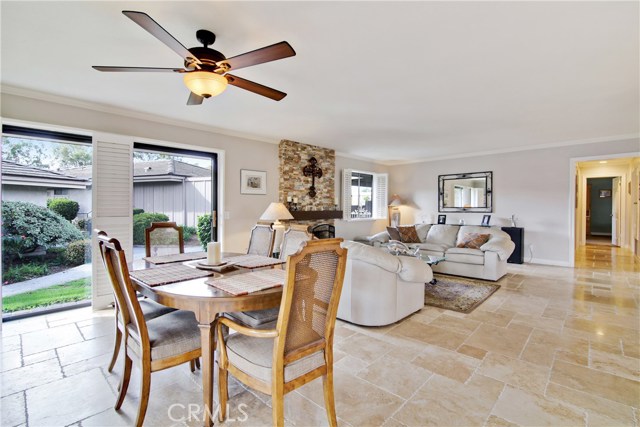 Dining area offers extra space for table expansion