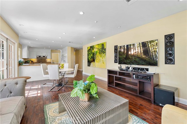 Family room with built-in sound system