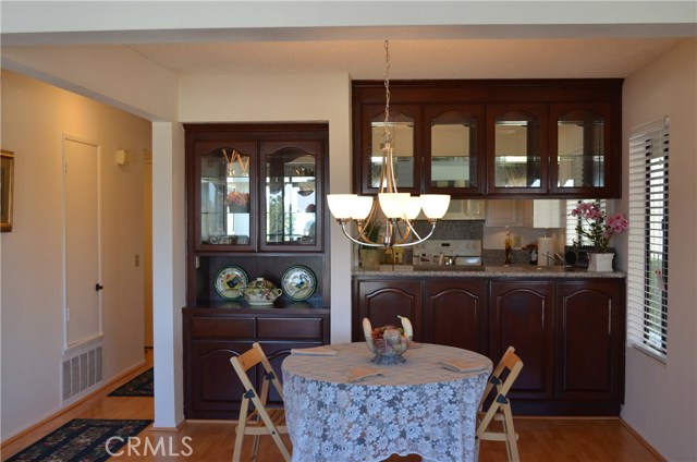 View of the Cherry wood China cabinets