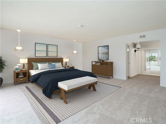 Spacious primary Suite virtually staged