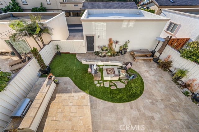 Aerial view of the backyard