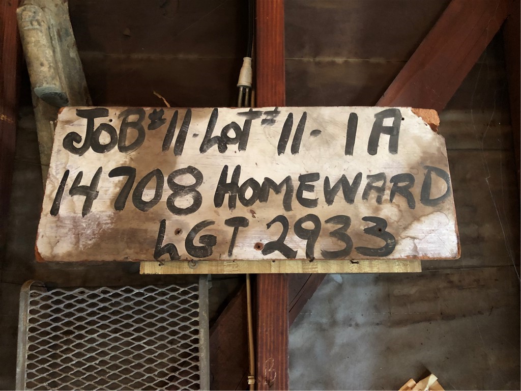 Original builder jobsite sign.