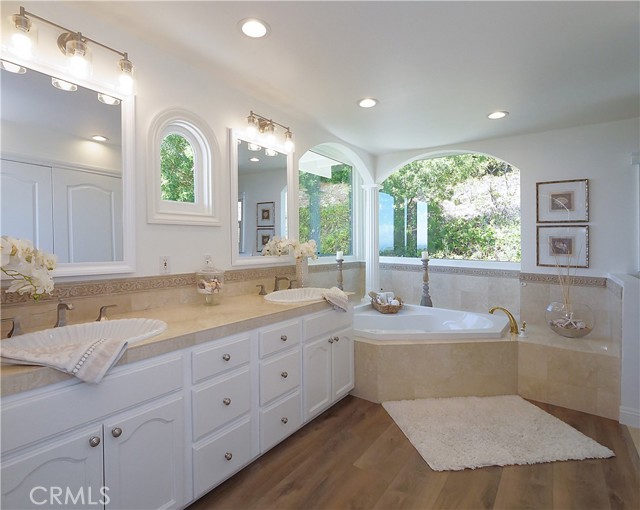 Gorgeous bath with double sink & jetted tub