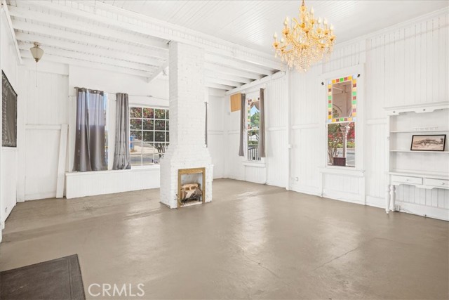 Lobby with fireplace