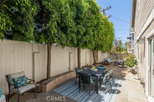 Sunny, large and private back yard.