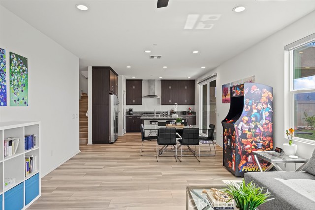 Open floor plan from living room to kitchen