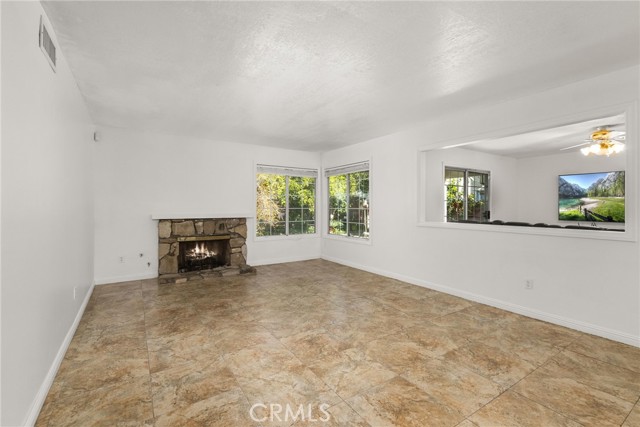 Large living room with fireplace