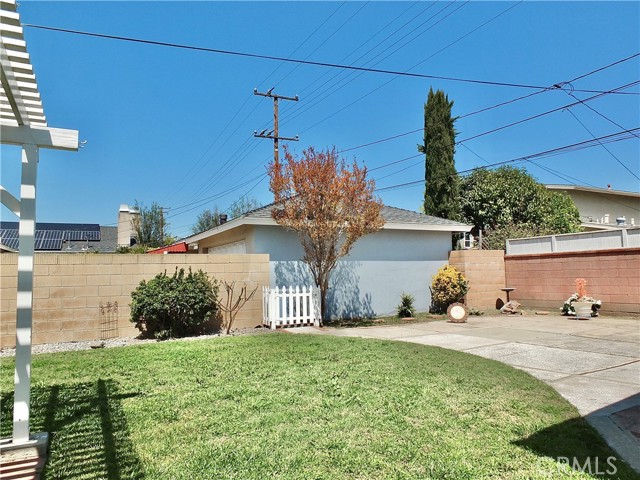 Roomy backyard with grass & 2 patios