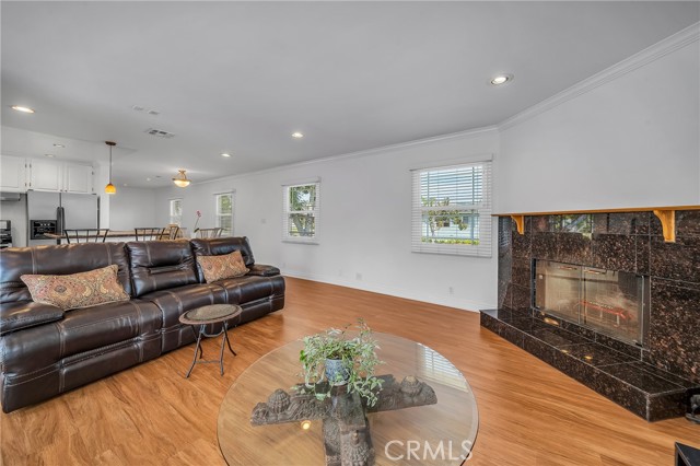 Long and open great room with such a bright and inviting feel.