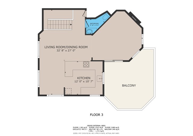 3rd floor living area and balcony deck