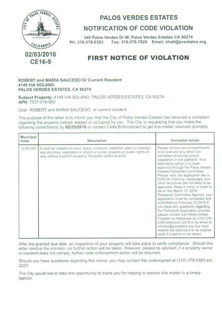 Notice of Violation