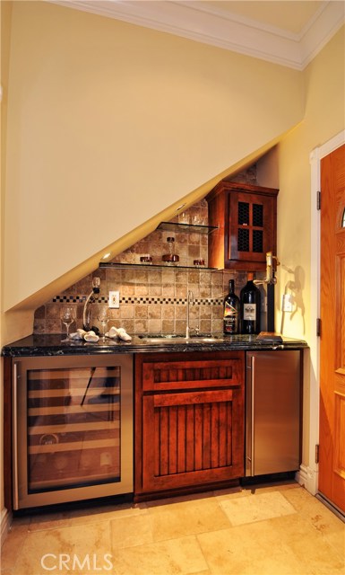 Wet bar and wine cooler and refrigerator