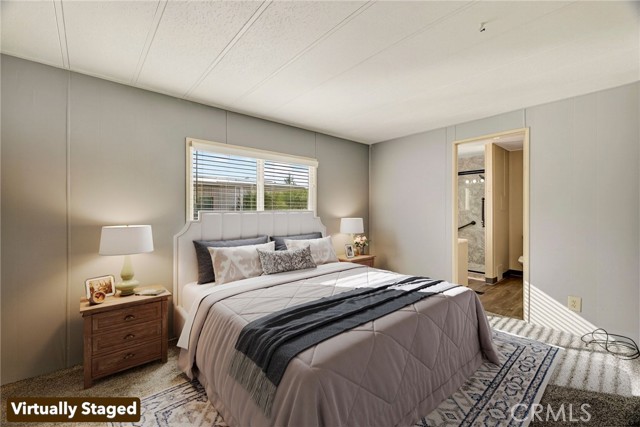 Virtually staged primary bedroom