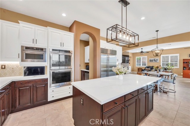 Kitchen. Shows double oven and microwave by kitchenaid