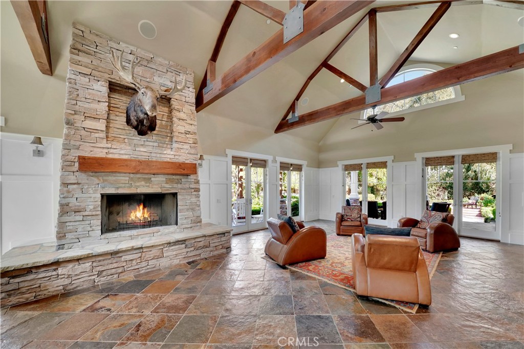 gorgeous stone fireplace in great room