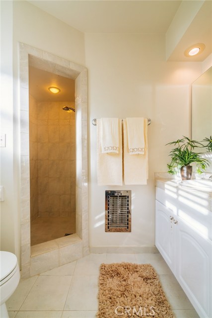 The master bathroom with large shower.