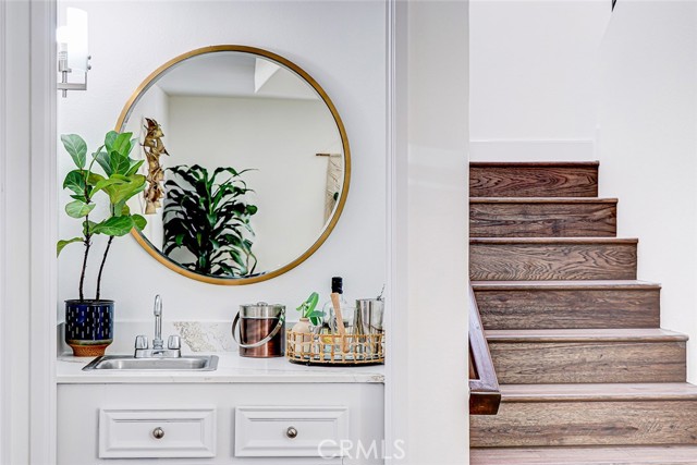 Chic wet bar in dining room