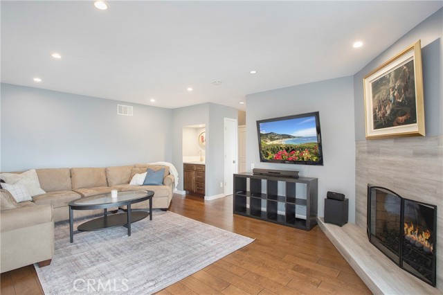 Family room with fireplace