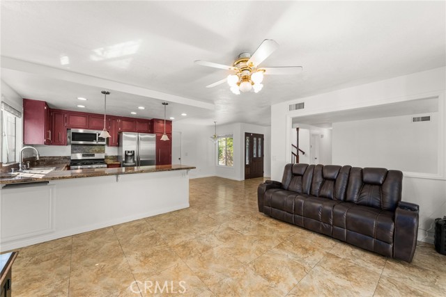 Family room adjacent to kitchen