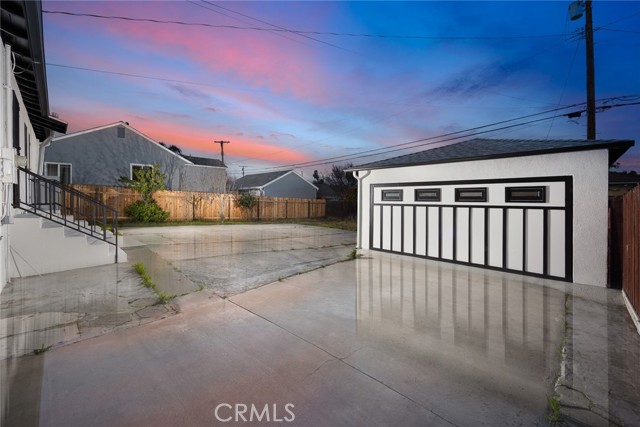 Backyard with garage