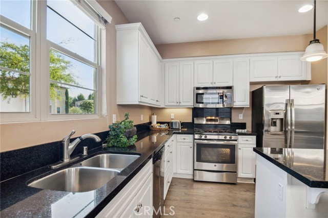 View of stainless steel appliances