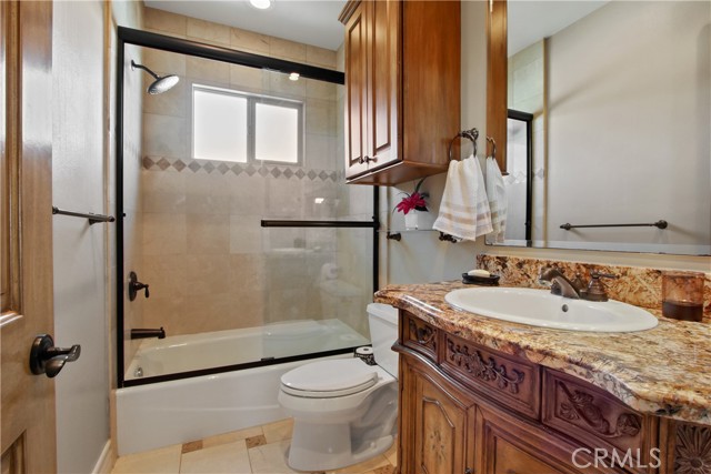 One of two bathrooms in the hallway.