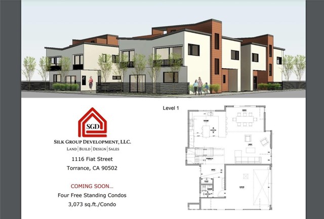 New Construction Townhomes coming in 2023.  Silk Group Development proudly presents four new modern, free-standing townhomes featuring three bedrooms plus bonus room, roof top decks with panoramic views, balcony, private yard, two-car garage and sensible floor plans.  This is an excellent opportunity to purchase new construction in Torrance P.O. with prime location near the freeways, Hospital and medical center, Silicon Beach, Long Beach port, beaches, shopping and everything else the South Bay has to offer.  Customizable finishes during the design and building phase available to interested future homeowners.