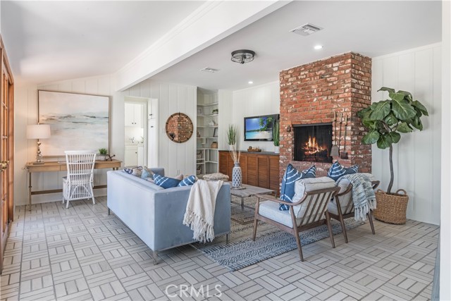 Family room with fireplace