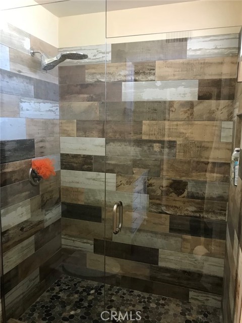 Remodeled master bathroom walk-in shower