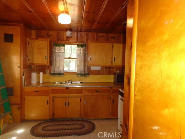 Kitchen view from living room/dining area