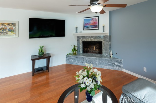 Remodeled fireplace in family room