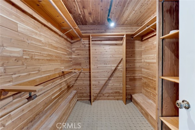 Cedar lined his and hers walk-in closets.