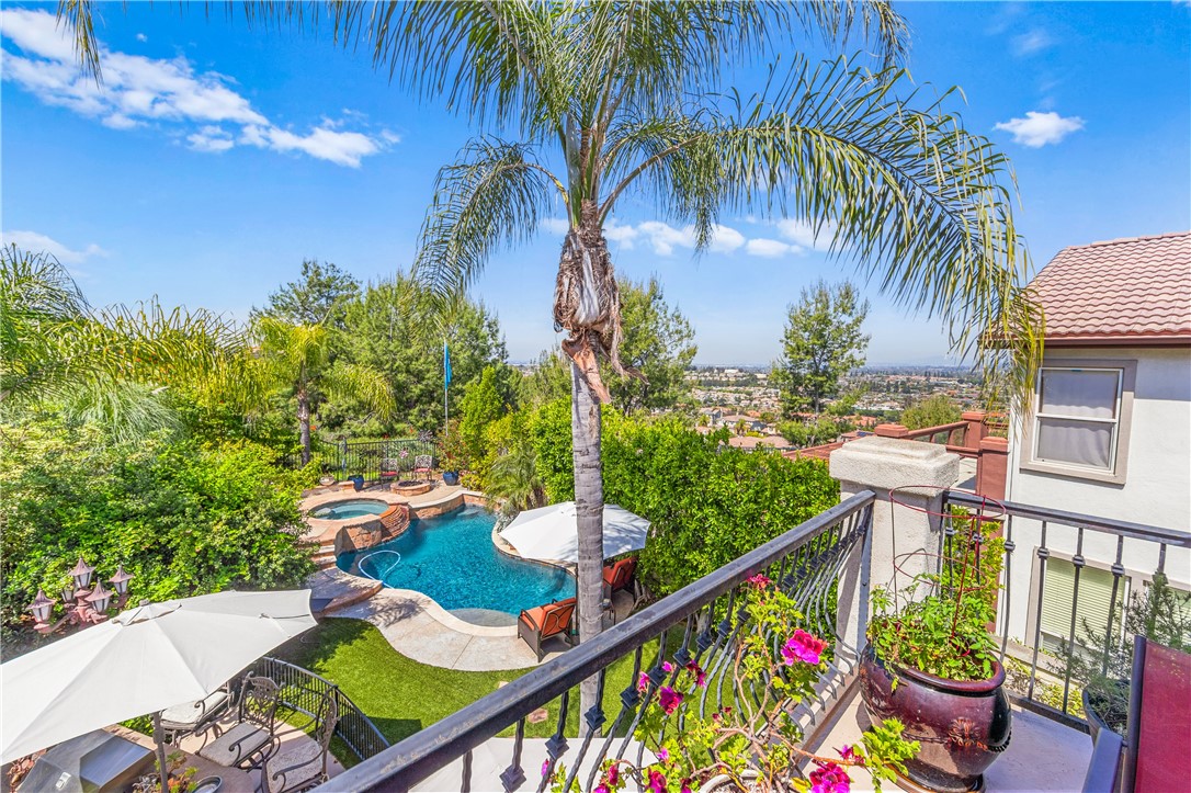 Views to downtown Los Angeles from master patio