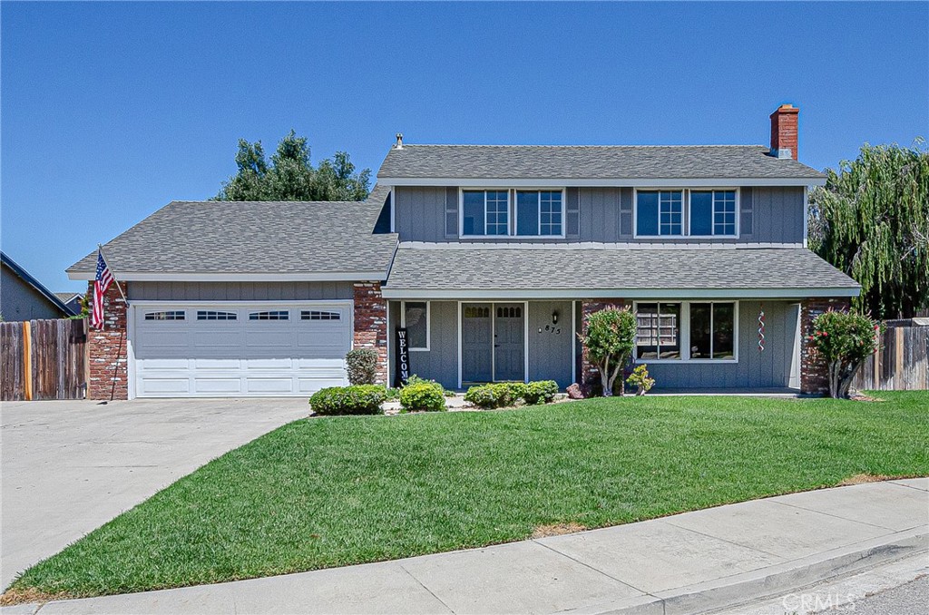 875 Briarcliff Drive Santa Maria, California Bright, clean, fresh, & inviting, a spectacular home in sought-after Foxenwood Estates, No governing HOA yet offers an optional membership for the residents living in Foxenwood and an optional exclusive community resident clubhouse, pool, tennis courts, & more! Popular B Plan, wonderful and inviting house featuring 2370 sq. ft. & located on a quiet interior almost .25 acre cul de sac lot! This 2 story home has multiple wonderful extra options! Upstairs offers a huge bonus room featuring a closet and 3 more bedrooms including an expansive main suite with a spacious walk-in closet & ensuite bathroom! Downstairs offers 2 fireplaces, a circular flow perfect for entertaining with multiple gathering spots including a covered sheltered expansive front porch perfect to enjoy as you appreciate & visit with neighbors! The home has been recently refreshed with interior & exterior paint, newer light fixtures, faucets, & amazing new stainless kitchen appliances including a dual oven, GAS range with matching vent hood, & dishwasher. Enjoy the sheltered park-like backyard featuring abundant side yards one is gated & paved to offer a space for an RV or other toys! Great care has been given even in the garage! It is fully finished, offers a window for lots of natural light, & has a great workbench station with abundant drawers, counters, and cupboards! Sellers have completed all pest work and you can just move in! Take advantage of all the efforts to make this a welcoming house that is sure to make you feel at home!