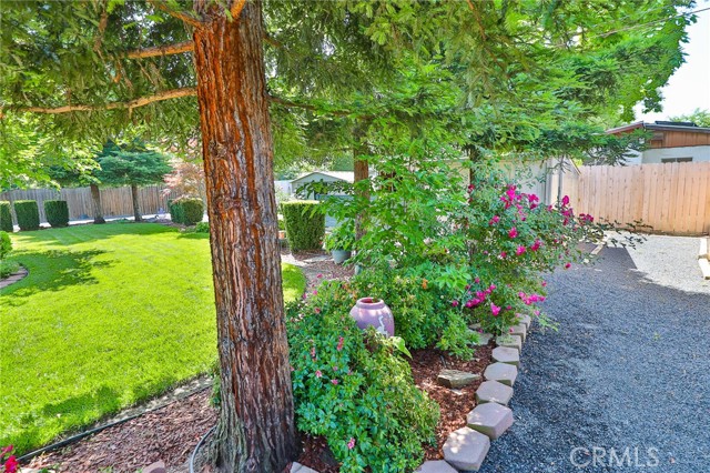 You can see where gravel wraps around the side and back areas.