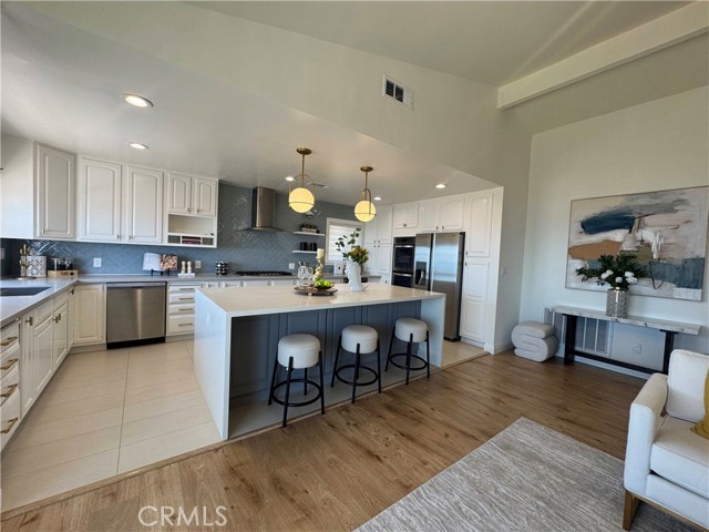 large kitchen with center island