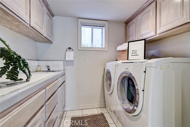 Laundry room with sink and extensive storage